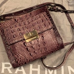Brahmin Plum Snakeskin Crossbody Handbag